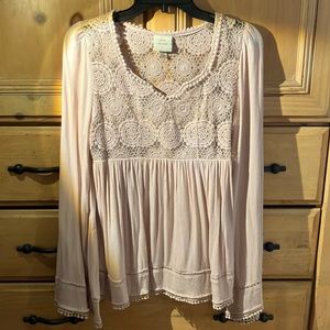 Pale Dusty Rose Tunic Top with Lace and Matching Cami, Knox Rose, S